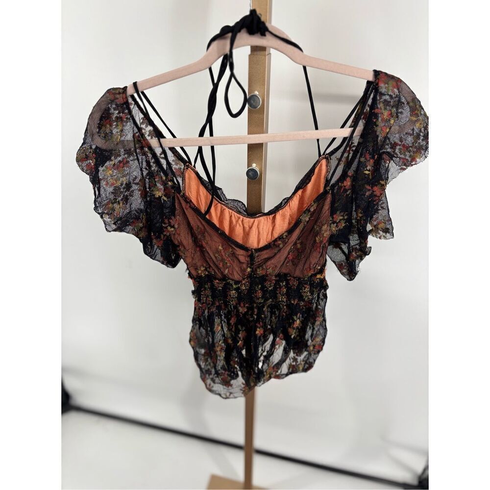 Free People Dottie Lace Flutter Sleeve Off Shoulder Top XS - Picture 11 of 12